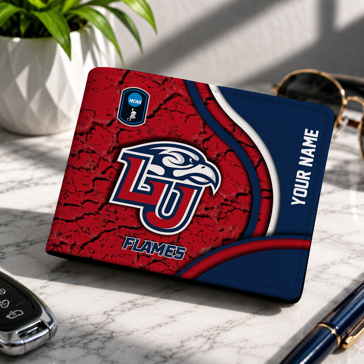 VIRAL EDITION NCAA CFH12 LIF LIBERTY FLAMES LEATHER WALLET