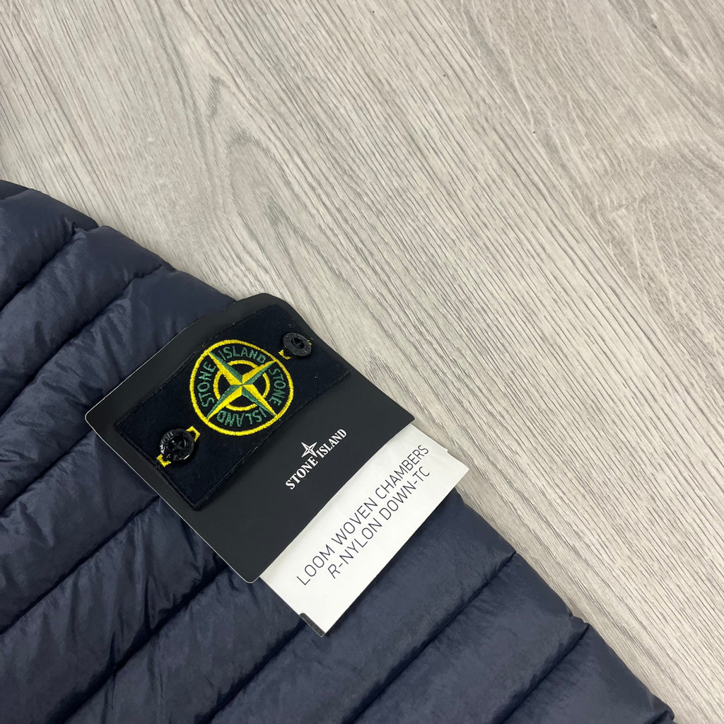 Stone Island Woven Down Jacket - Navy Ironleague