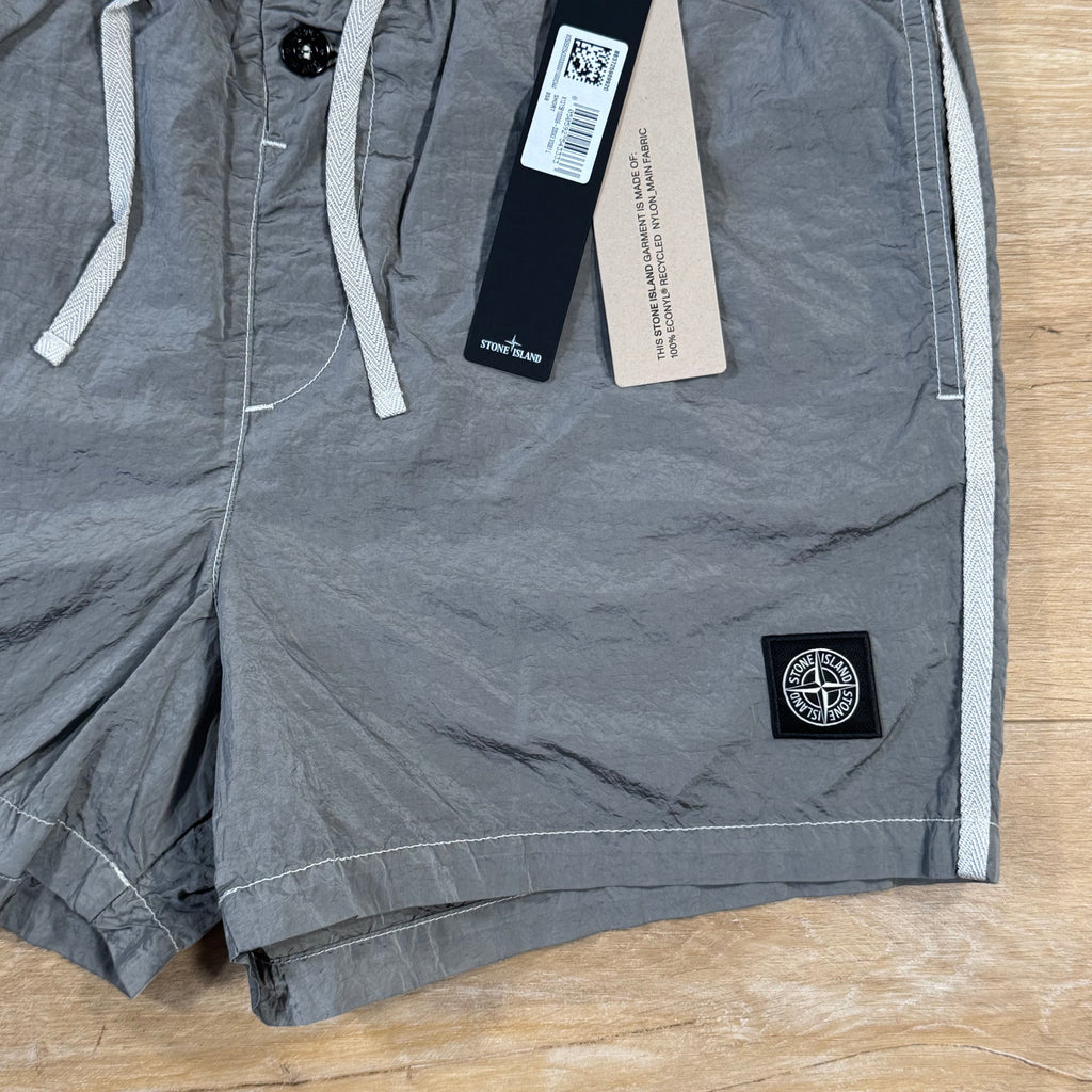 Stone Island Nylon Metal Button Swim Shorts in Pearl Grey Ironleague