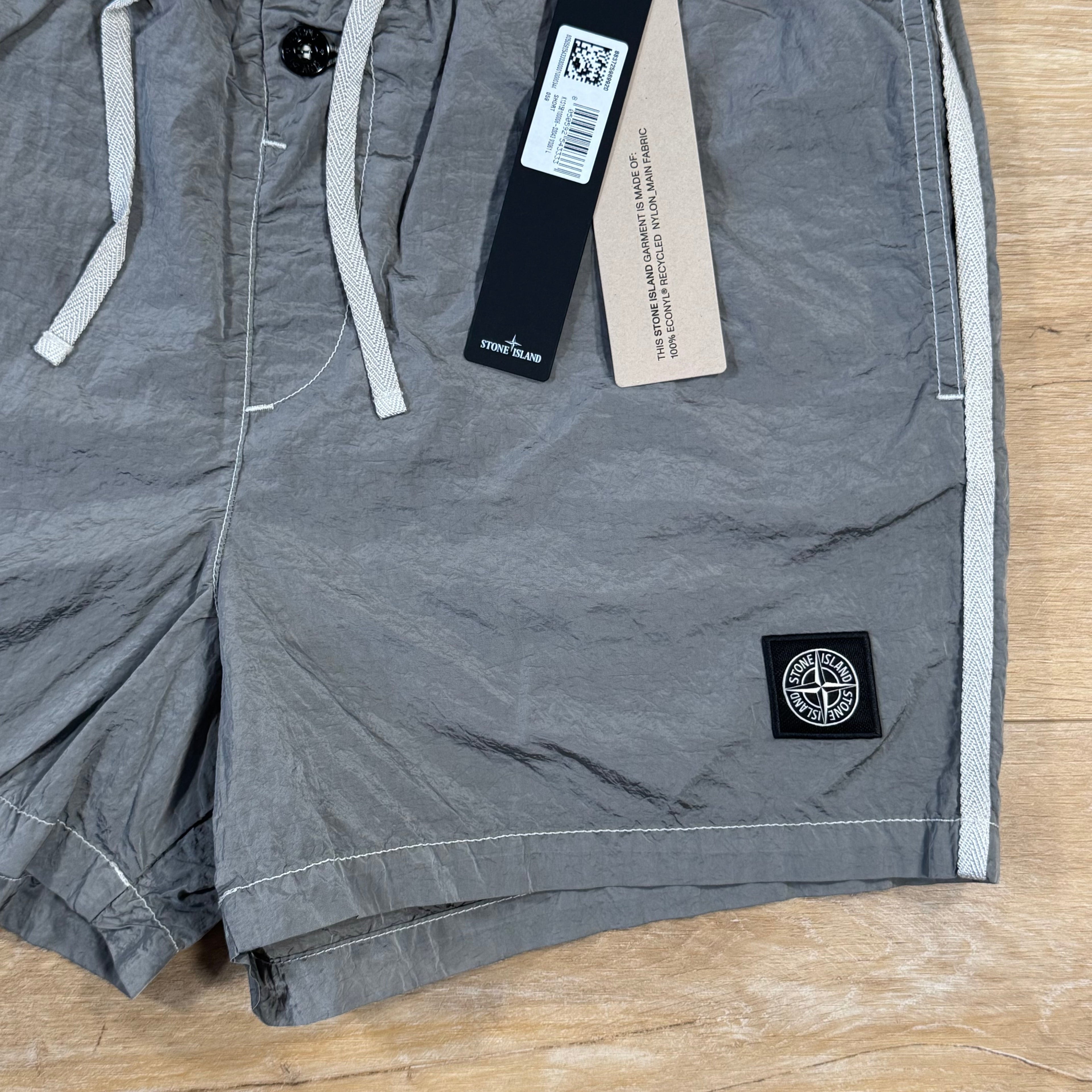 Stone Island Nylon Metal Button Swim Shorts in Pearl Grey Ironleague