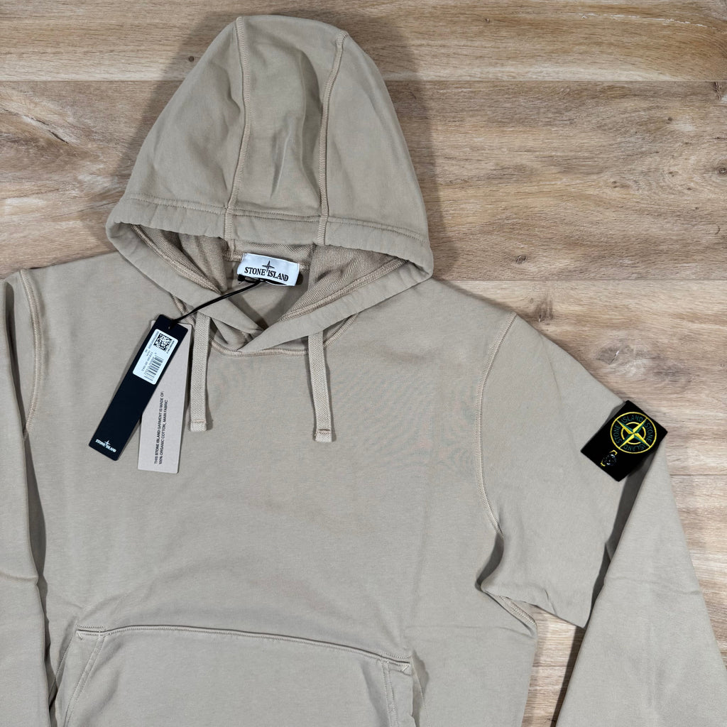 Stone Island Organic Cotton Fleece Pullover Hoodie in Desert Ironleague