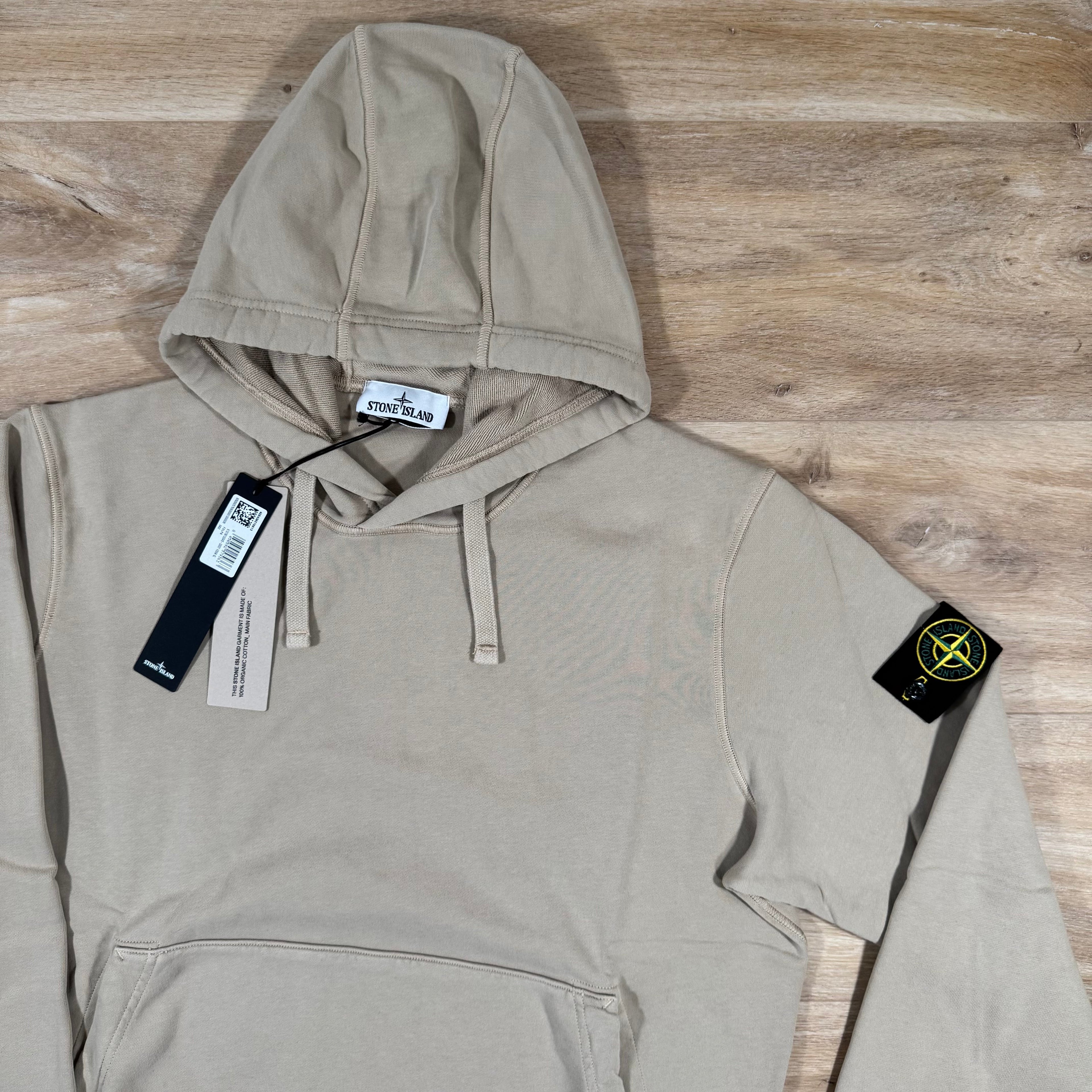 Stone Island Organic Cotton Fleece Pullover Hoodie in Desert Ironleague