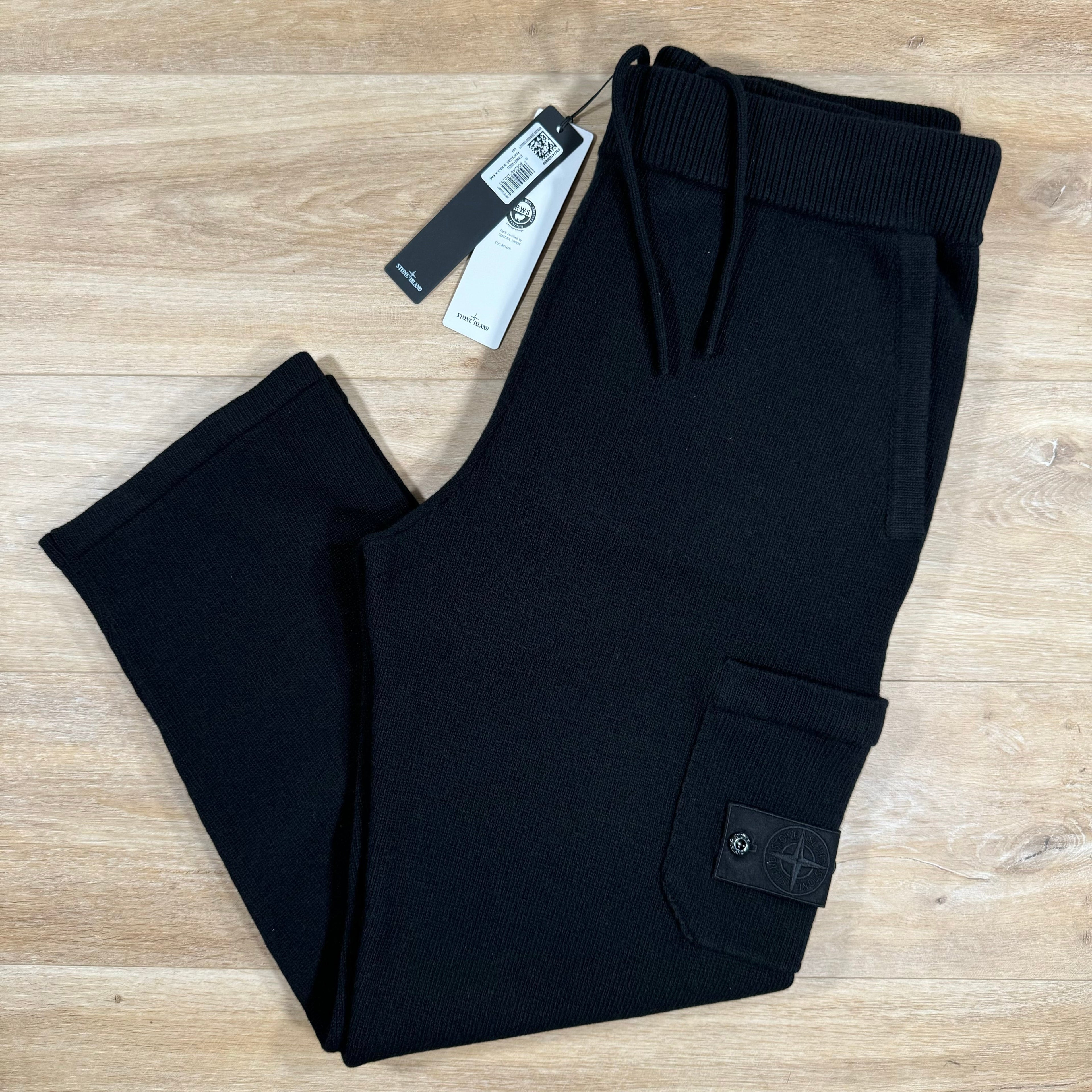 Stone Island Loose Fit Wool Ghost Sweatpants in Black Ironleague