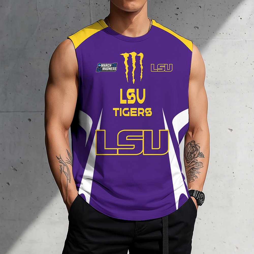 3D PRINT TEE NCAA MAM13 LST LSU TIGERS MEN'S GYM SHIRT
