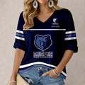 FINAL SALE - NEW CUSTOMIZED NBA13 MGR MEMPHIS GRIZZLIES WOMEN'S HEART V-NECK LONG SLEEVE SHIRT