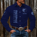 FINAL SALE - NEW CUSTOMIZED NBA13 MGR MEMPHIS GRIZZLIES MEN'S LONG SLEEVE BUTTON-UP SHIRT