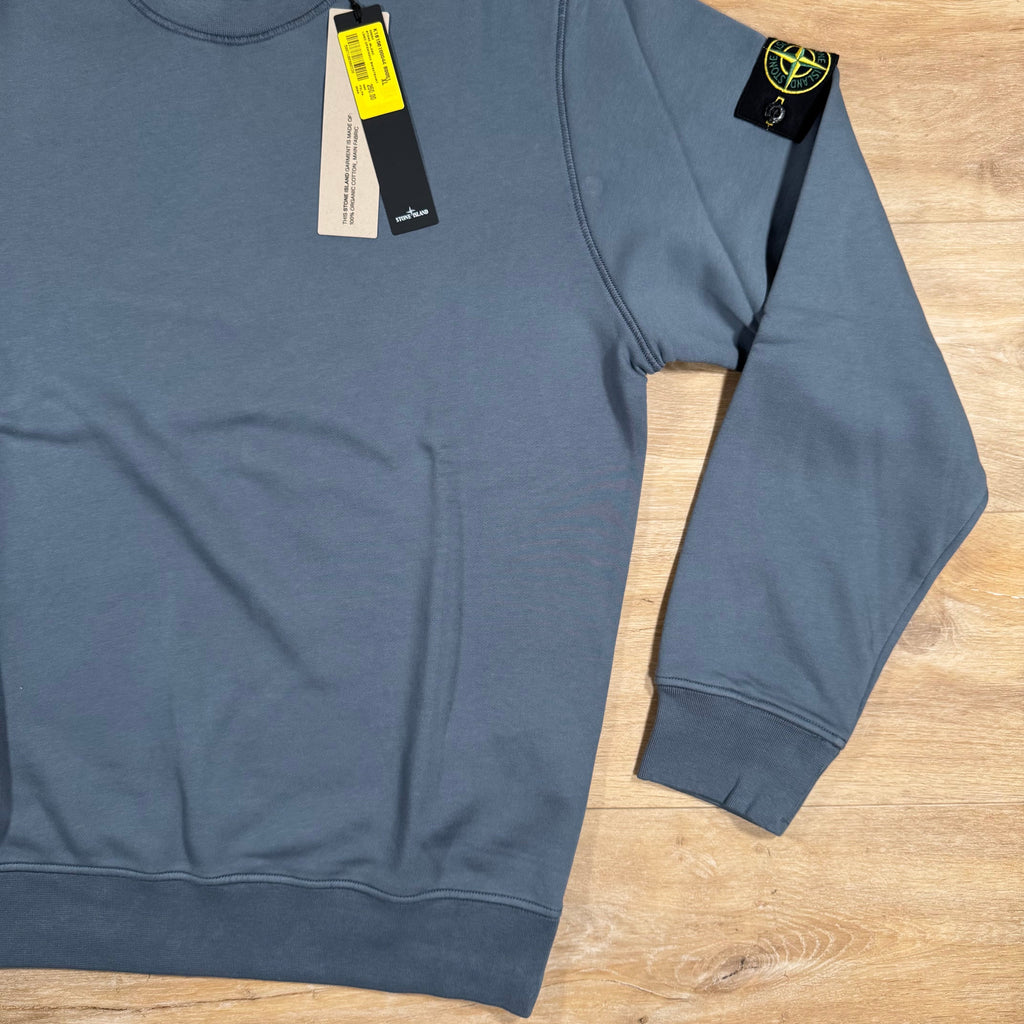 Stone Island Organic Cotton Fleece Sweatshirt in Avio Blue Ironleague