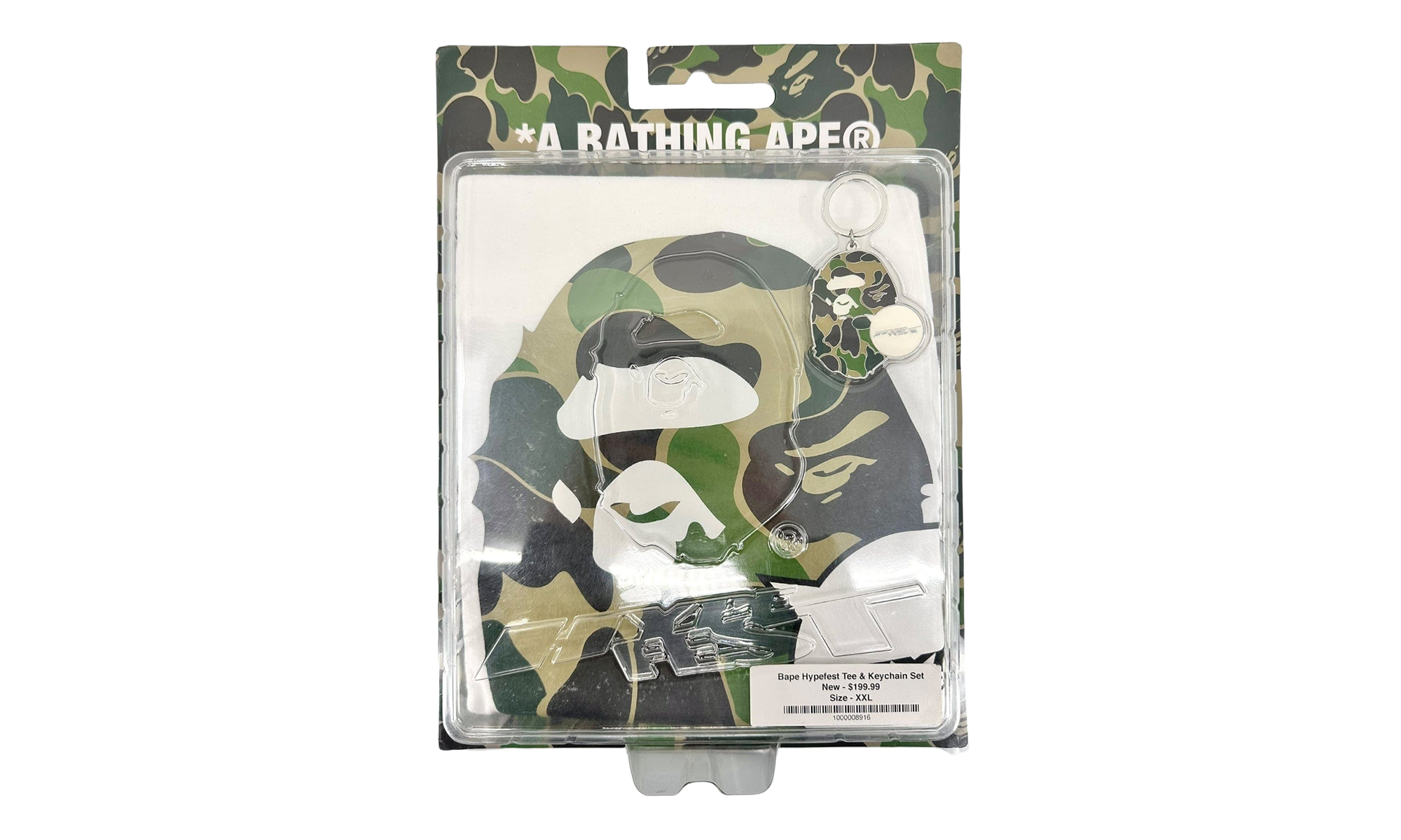 BAPE Hypefest Ape Head Logo Short Sleeve T-Shirt White - Keychain Set BHTAKS