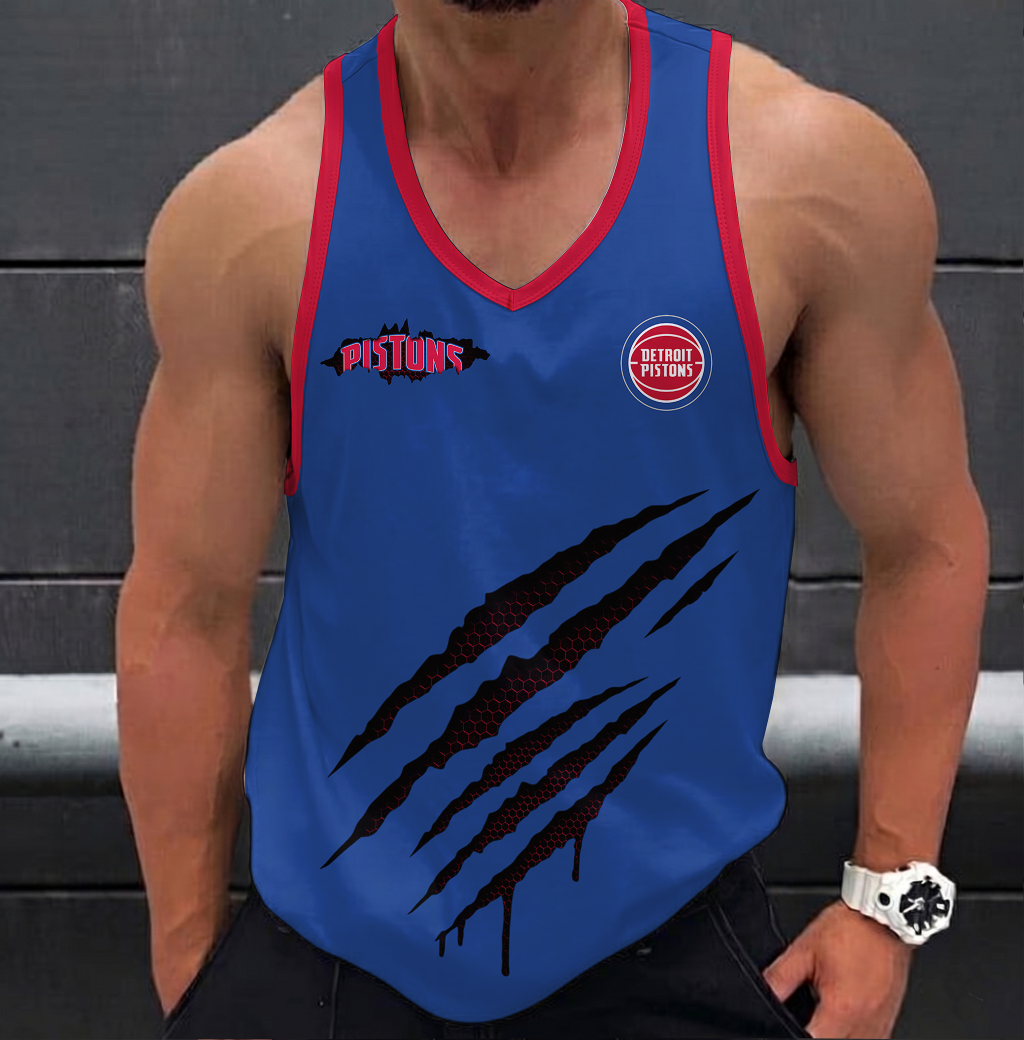 FINAL SALE - NEW CUSTOMIZED NBA14 DPI DETROIT PISTONS UNISEX TANK TOP