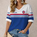 FINAL SALE - NEW CUSTOMIZED NBA14 DPI DETROIT PISTONS WOMEN'S HEART V-NECK LONG SLEEVE SHIRT