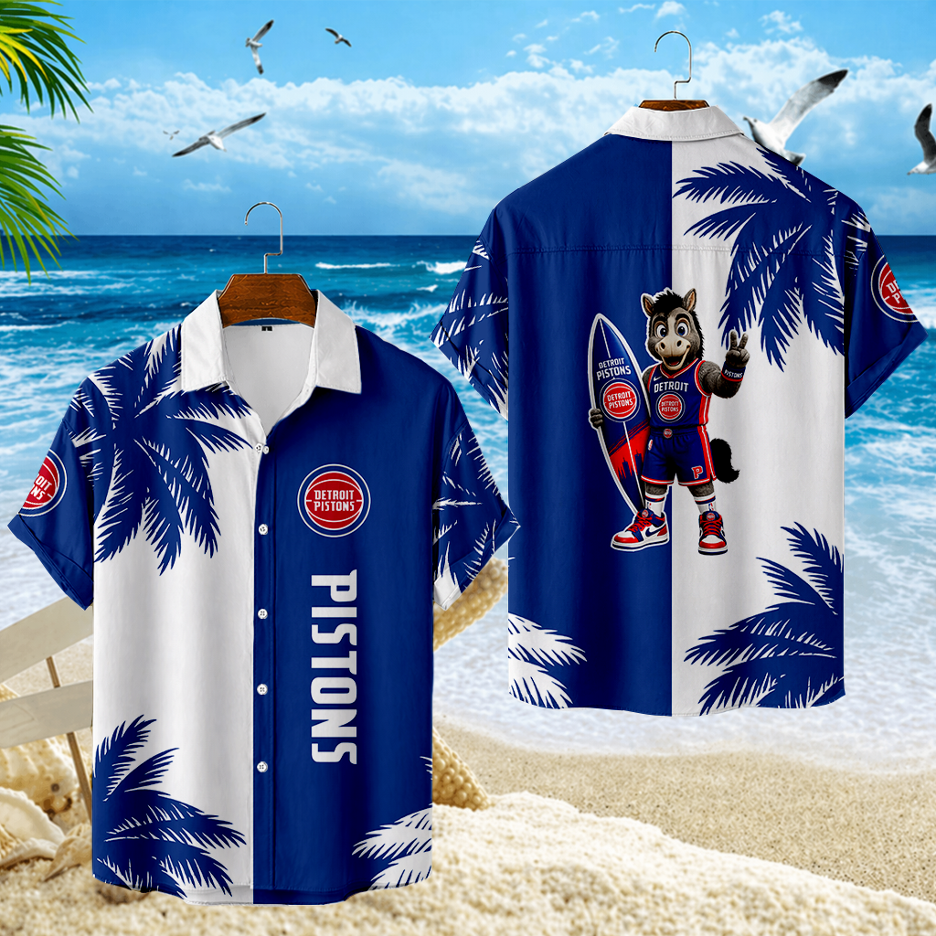 FINAL SALE - NEW CUSTOMIZED NBA14 DPI DETROIT PISTONS UNISEX HAWAIIAN SHIRT