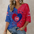 FINAL SALE - NEW CUSTOMIZED NBA14 DPI DETROIT PISTONS WOMEN'S HEART V-NECK LONG SLEEVE SHIRT