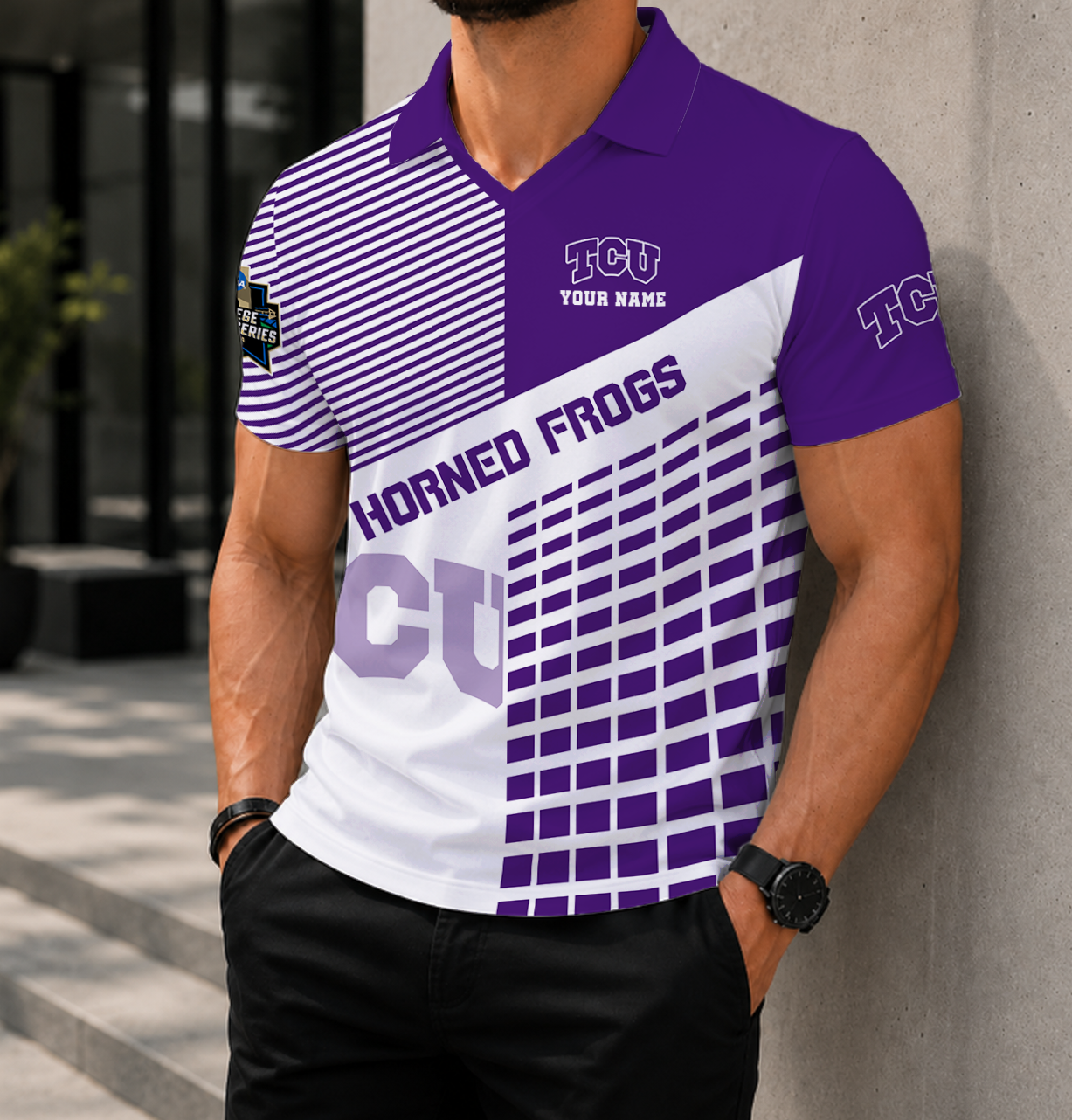 LIMITED EDITION - NEW CUSTOMIZED NCAA CWS14 THF TCU HORNED FROGS POLO SHIRT