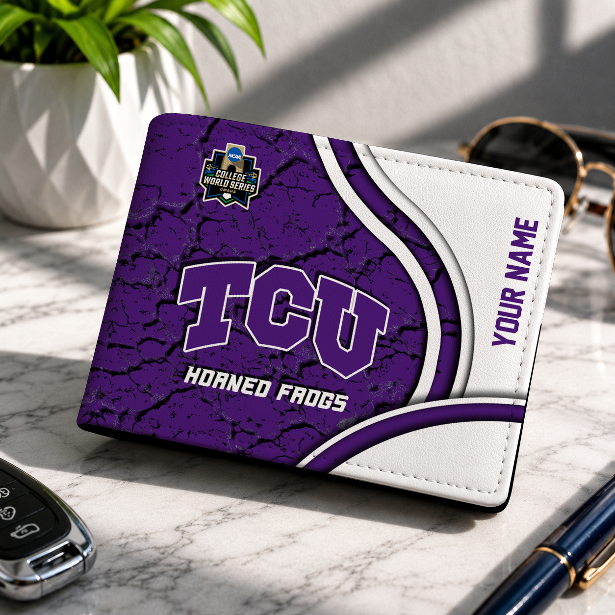 VIRAL EDITION NCAA CWS14 THF TCU HORNED FROGS LEATHER WALLET