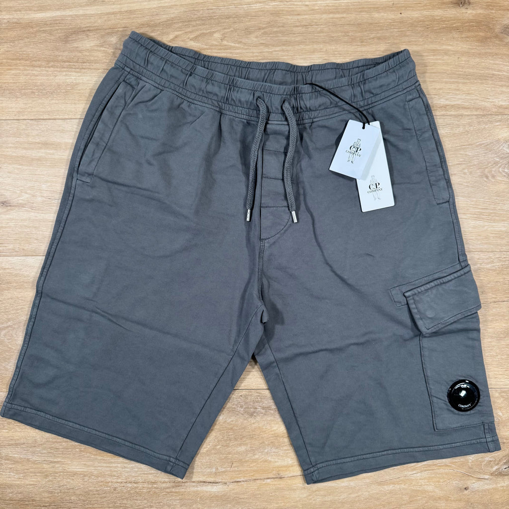 CP Company Light Fleece Cargo Lens Shorts in Smoked Pearl - Grey Ironleague