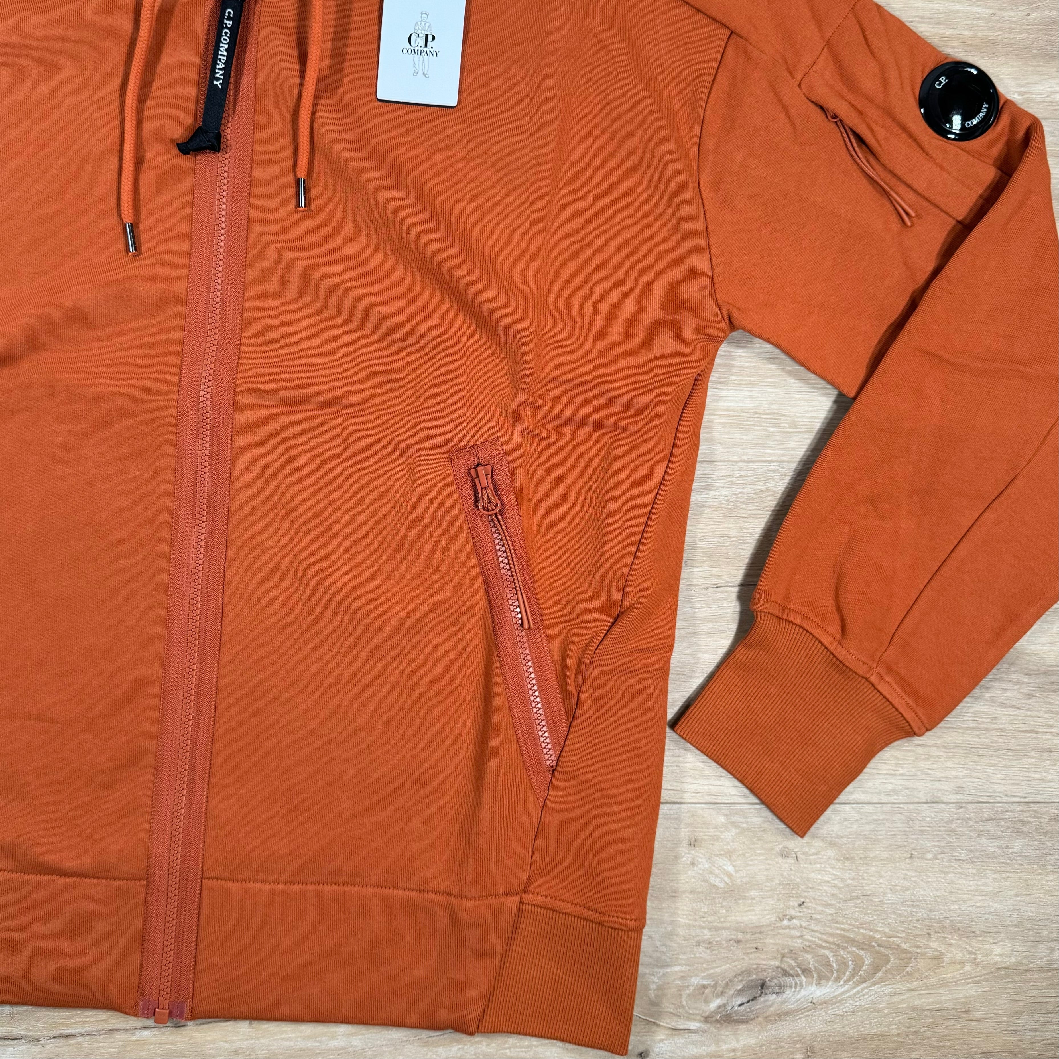 CP Company Diagonal Raised Zipped Lens Hoodie in Bombay Brown Ironleague