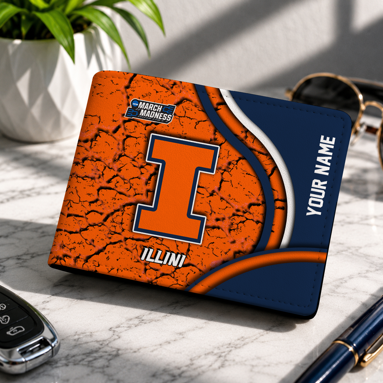 FINAL CLEARANCE NCAA MAM15 IFI ILLINOIS FIGHTING ILLINI LEATHER WALLET