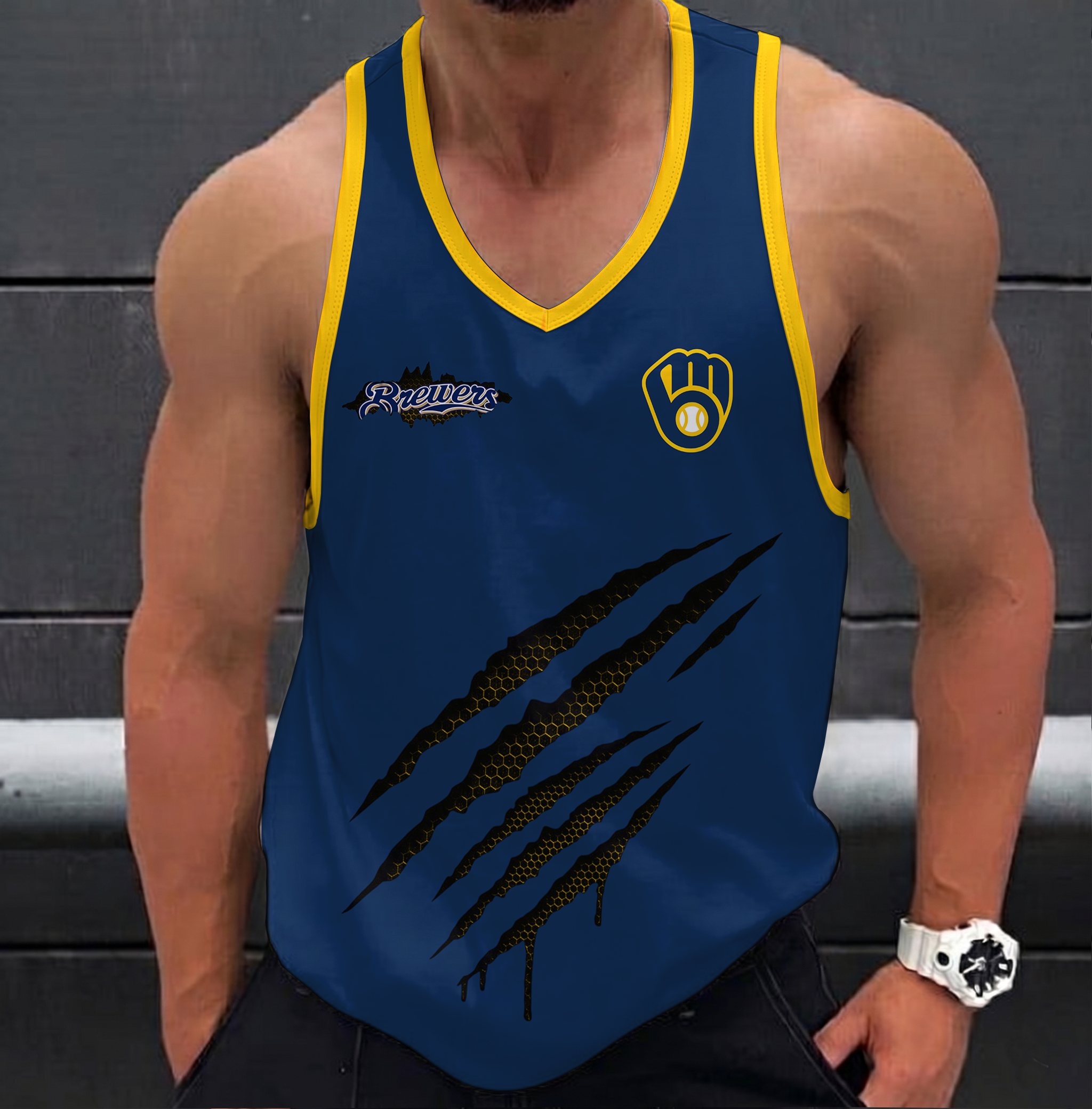 FINAL SALE - NEW CUSTOMIZED MLB15 MILWAUKEE BREWERS UNISEX TANK TOP