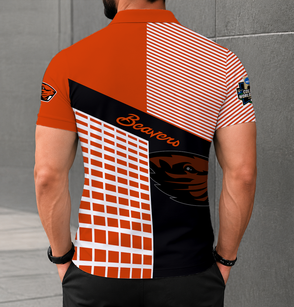 LIMITED EDITION - NEW CUSTOMIZED NCAA CWS15 OGB OREGON STATE BEAVERS POLO SHIRT