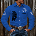 FINAL SALE - NEW CUSTOMIZED NBA15 OMA ORLANDO MAGIC MEN'S LONG SLEEVE BUTTON-UP SHIRT
