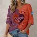 LIMITED DROP NCAA FBS15 VTH VG TECH HOKIES WOMEN'S HEART V-NECK LONG SLEEVE SHIRT