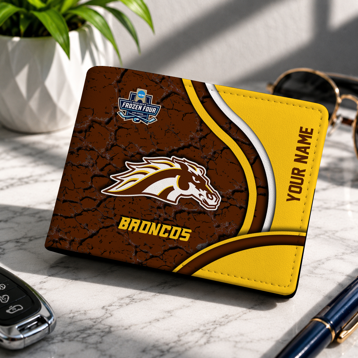 FINAL CLEARANCE NCAA MFF15 WMB WESTERN MICHIGAN BRONCOS LEATHER WALLET