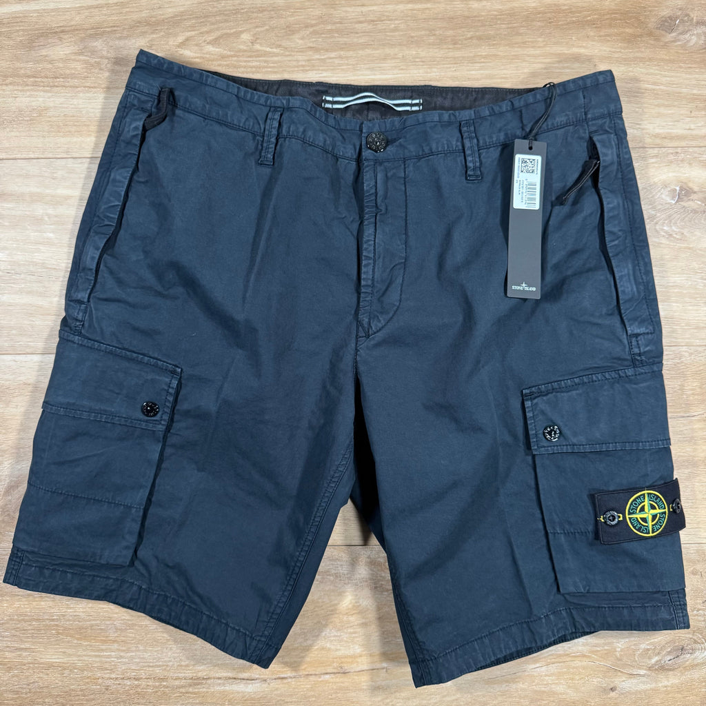 Stone Island Supima Twill Stretch-TC Cargo Bermuda Shorts in Navy Ironleague