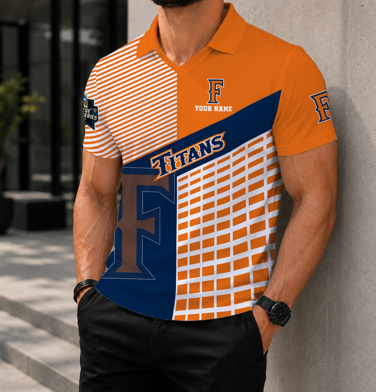 LIMITED EDITION - NEW CUSTOMIZED NCAA CWS16 CFT CAL STATE FULLERTON TITANS POLO SHIRT