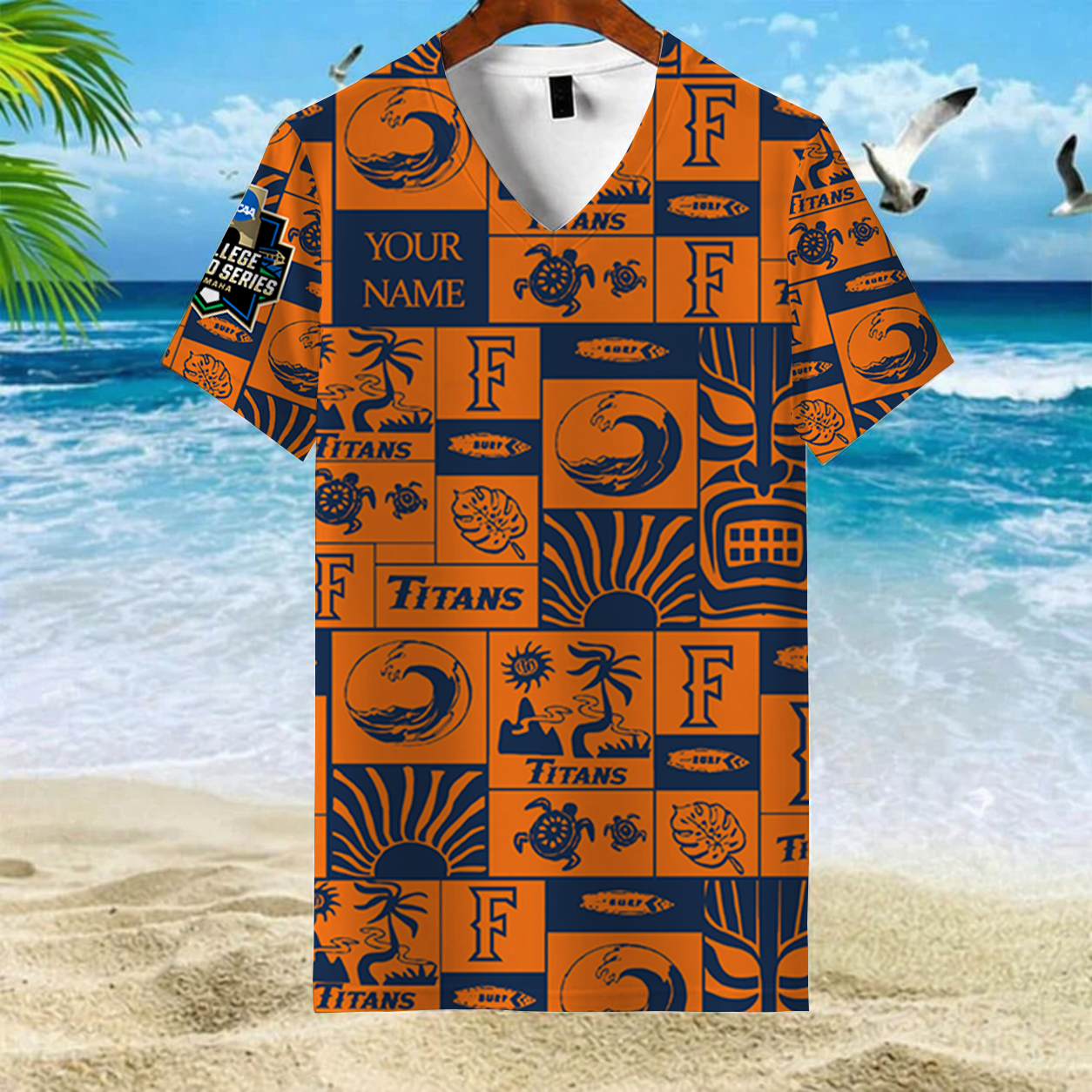 LIMITED EDITION - NEW CUSTOMIZED NCAA CWS16 CFT CS FULLERTON TITANS V-NECK FEMALE SHIRT