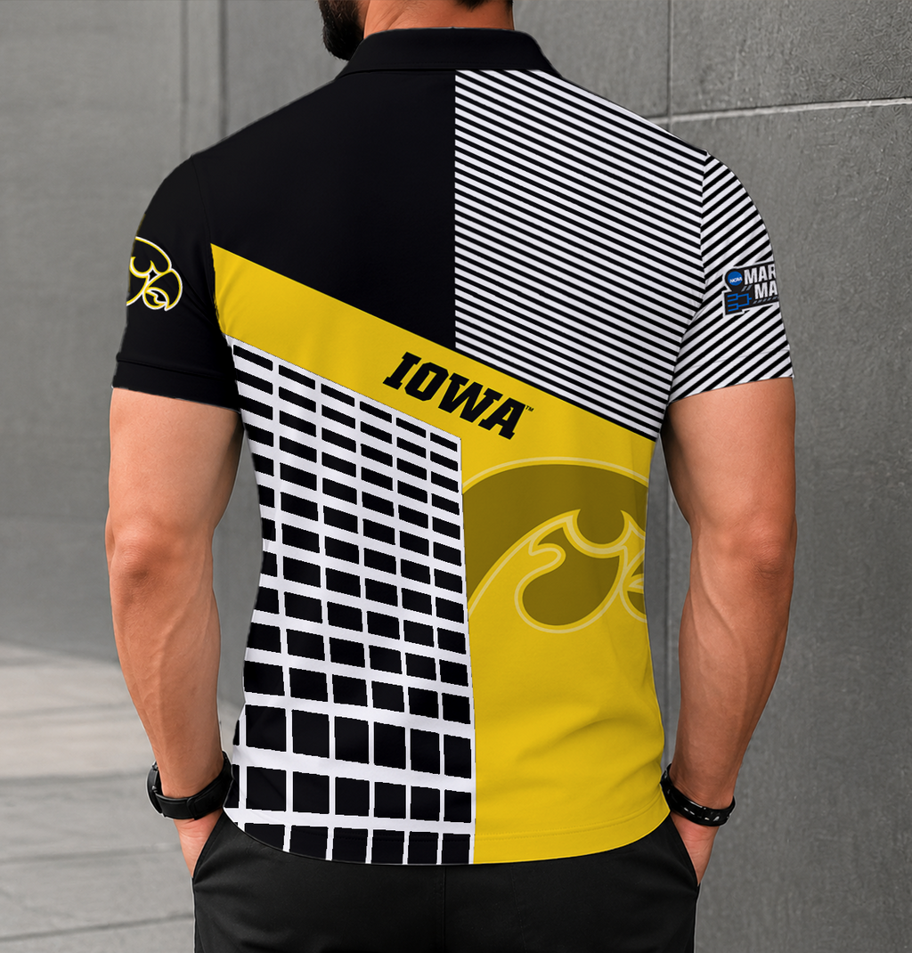 VIRAL EDITION - NEW CUSTOMIZED NCAA MAM16 IWH IOWA HAWKEYES POLO SHIRT