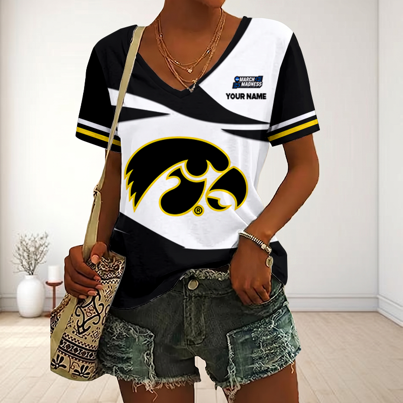 VIRAL EDITON - NEW CUSTOMIZED MAM NCAA16 IWH IW HAWKEYES V-NECK FEMALE SHIRT