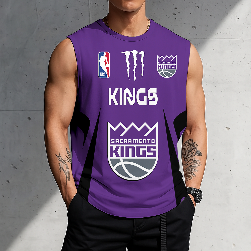 FINAL SALE - NEW CUSTOMIZED NBA16 SKI SACRAMENTO KINGS MEN'S GYM SHIRT