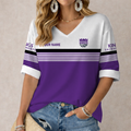 FINAL SALE - NEW CUSTOMIZED NBA16 SKI SACRAMENTO KINGS WOMEN'S HEART V-NECK LONG SLEEVE SHIRT