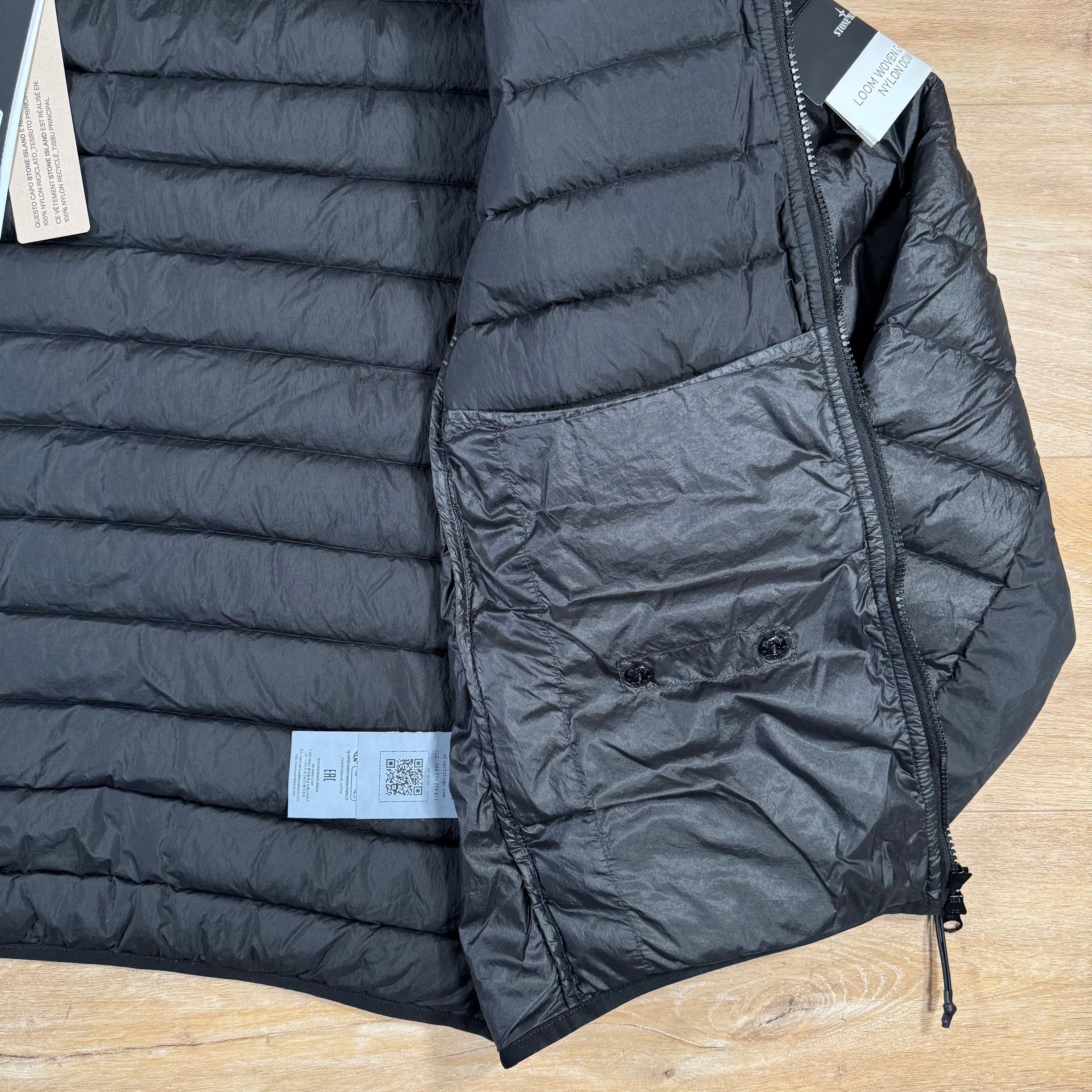 Stone Island Loom Woven Nylon Down-TC Jacket in Black Ironleague