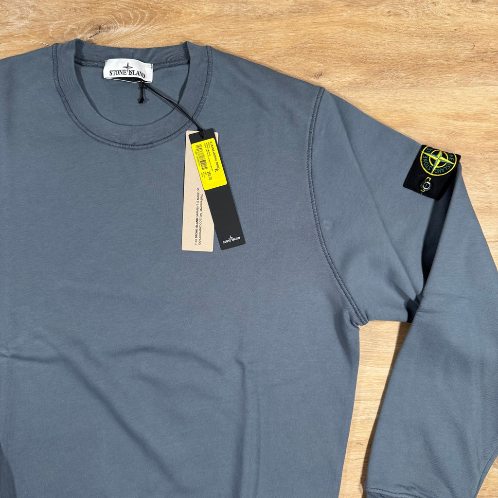 Stone Island Organic Cotton Fleece Sweatshirt in Avio Blue Ironleague