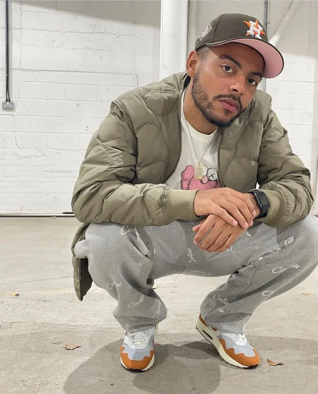 Corteiz All Over Print Joggers - Grey/White Ironleague