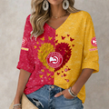 FINAL SALE - NEW CUSTOMIZED NBA17 AHA ATLANTA HAWKS WOMEN'S HEART V-NECK LONG SLEEVE SHIRT