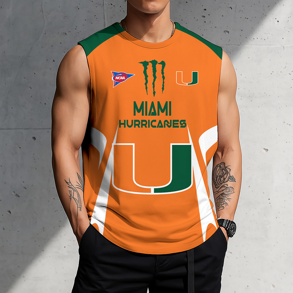 3D PRINT TEE NCAA FBS17 MIH MI HURRICANES MEN'S GYM SHIRT