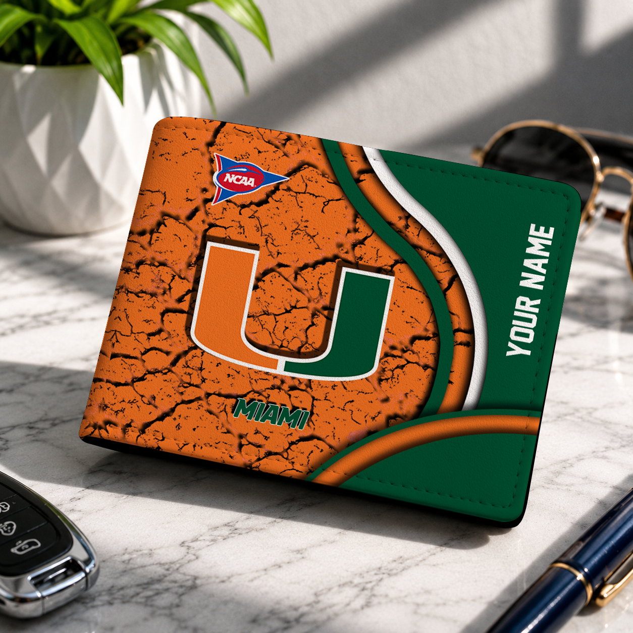 MEGA SALE NCAA FBS17 MIH MIAMI HURRICANES LEATHER WALLET