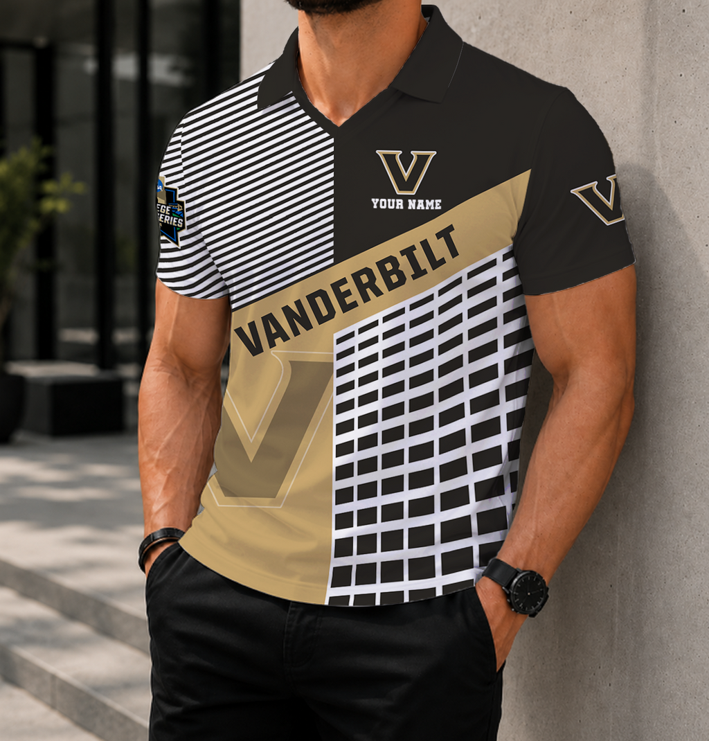 LIMITED EDITION - NEW CUSTOMIZED NCAA CWS17 VDC VANDERBILT COMMODORES POLO SHIRT