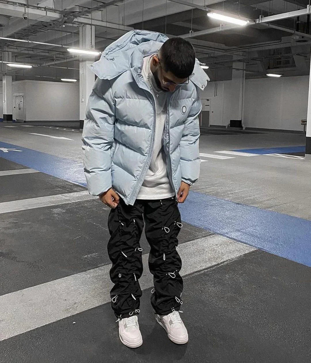 Trapstar Detachable Hooded Puffer Jacket - Ice Blue Ironleague