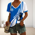 FINAL SALE - NEW CUSTOMIZED NBA18 DMA DALLAS MAVERICKS V-NECK FEMALE SHIRT