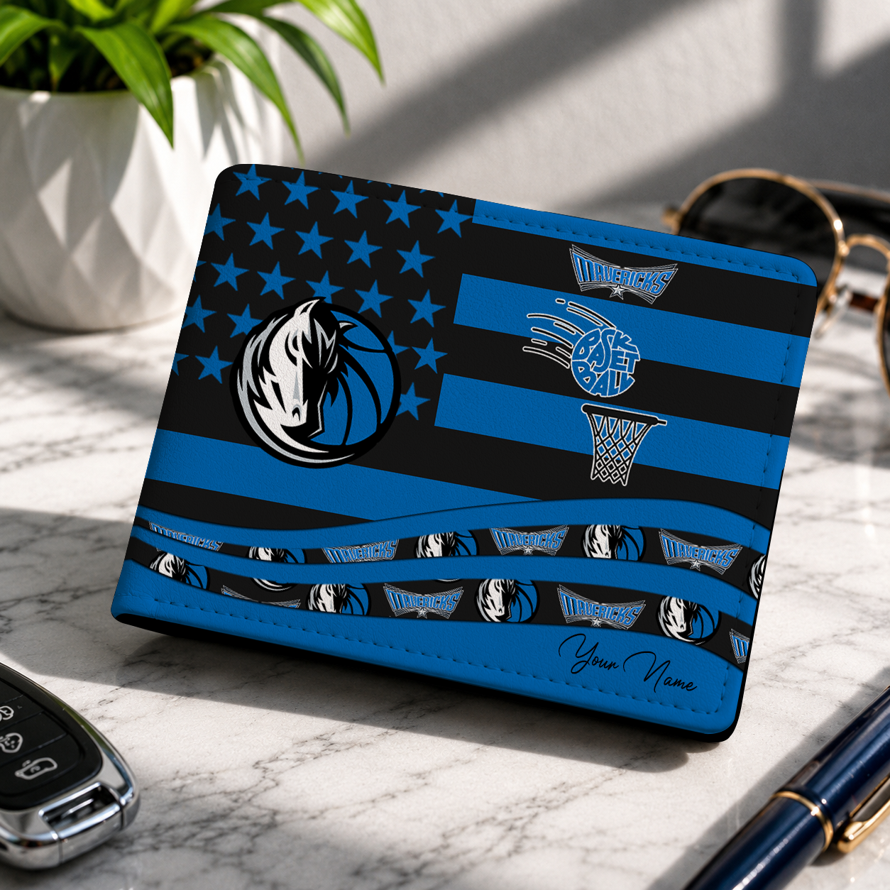 FINAL SALE NBA18 DMA DALLAS MAVERICKS LEATHER WALLET