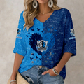 FINAL SALE - NEW CUSTOMIZED NBA18 DMA DALLAS MAVERICKS WOMEN'S HEART V-NECK LONG SLEEVE SHIRT