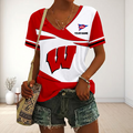VIRAL EDITON - NEW CUSTOMIZED FBS NCAA18 WSB WS BADGERS V-NECK FEMALE SHIRT