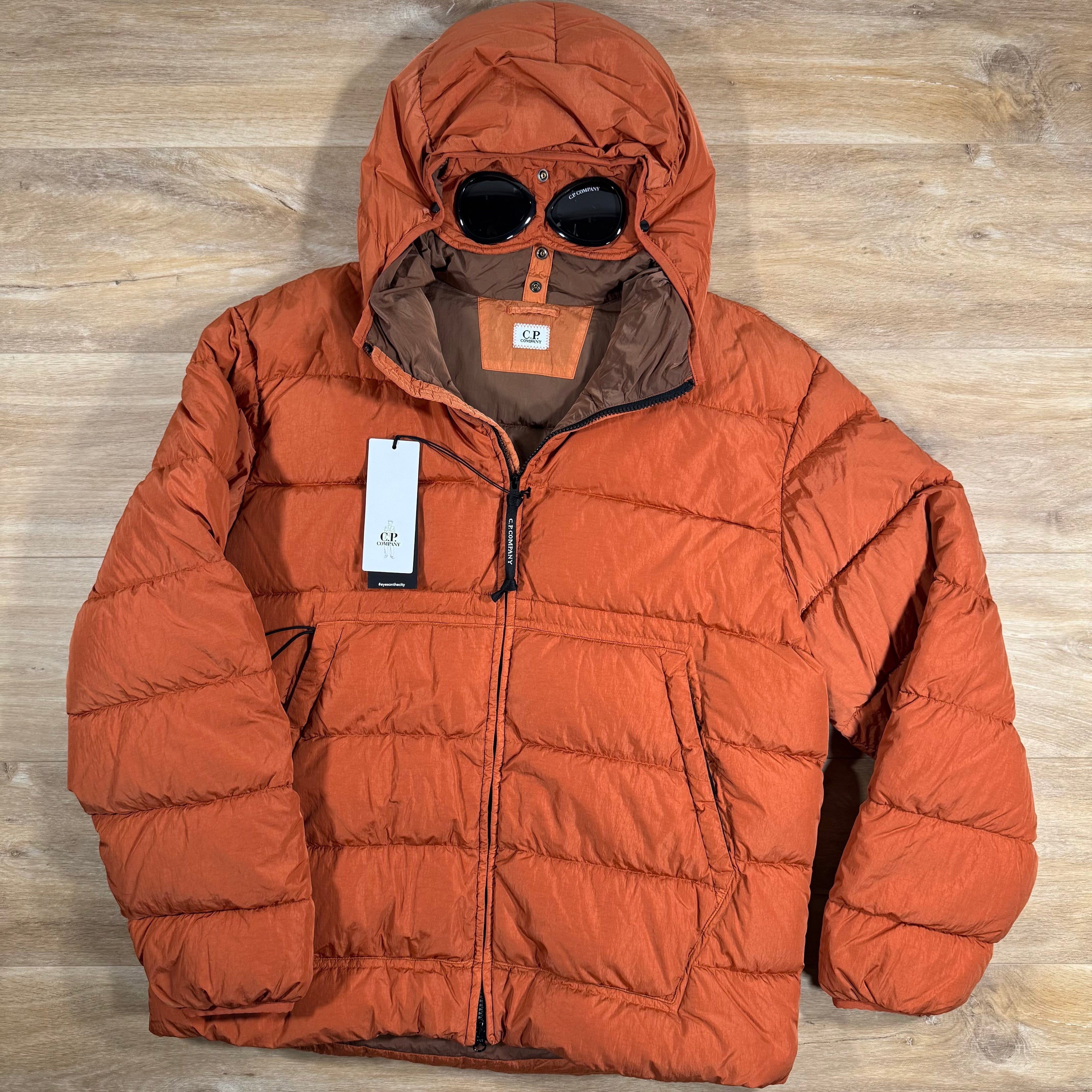 CP Company Chrome-R Goggle Down Jacket in Bombay Brown Ironleague