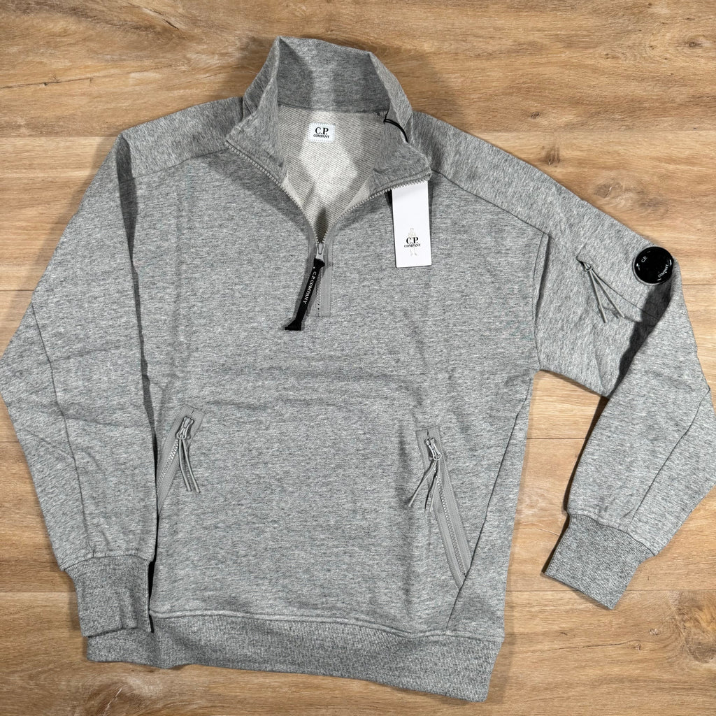 CP Company Diagonal Raised Half-Zipped Lens Sweatshirt in Grey Ironleague