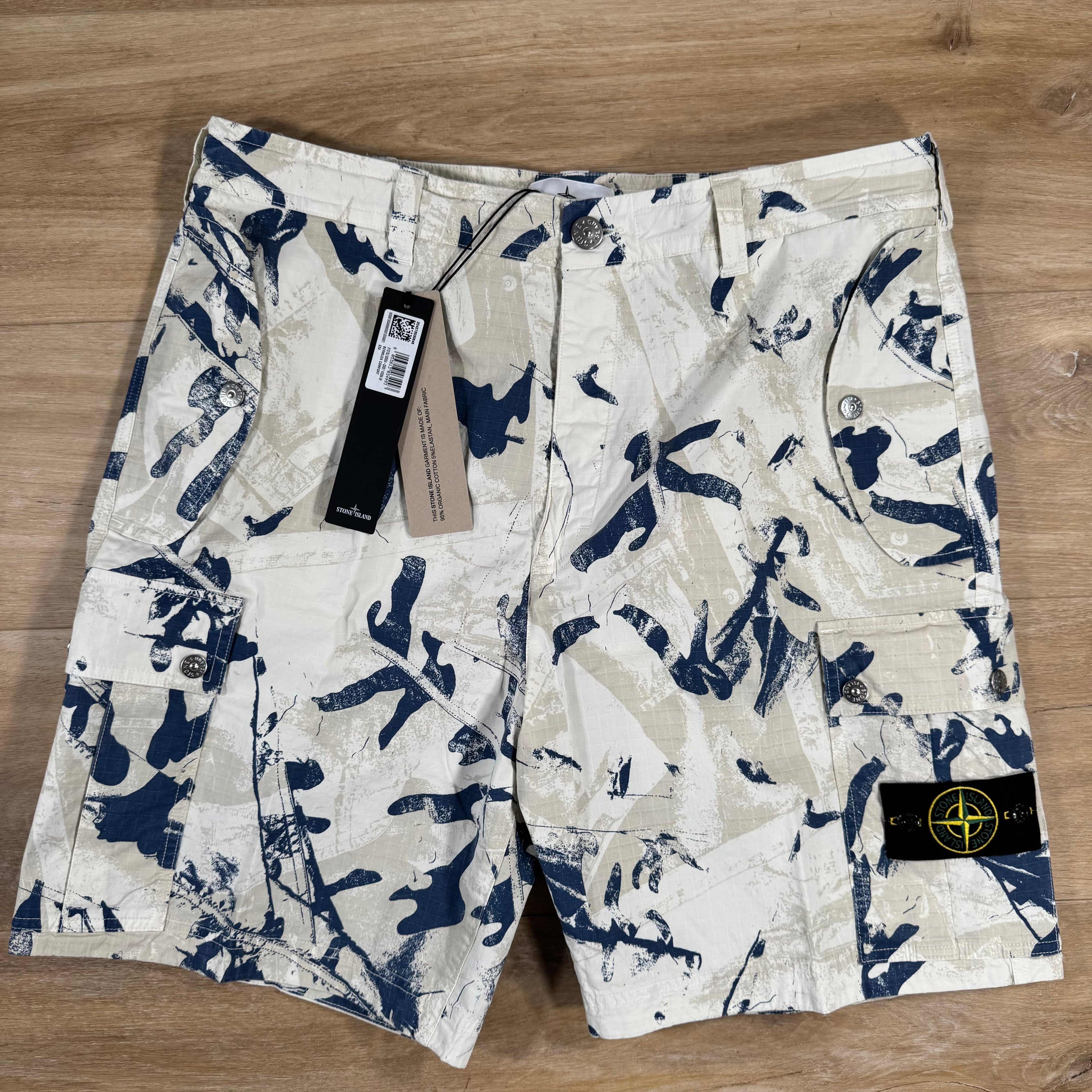 Stone Island Scan Camo On Stretch Ripstop-OVD Bermuda Shorts in Desert Ironleague