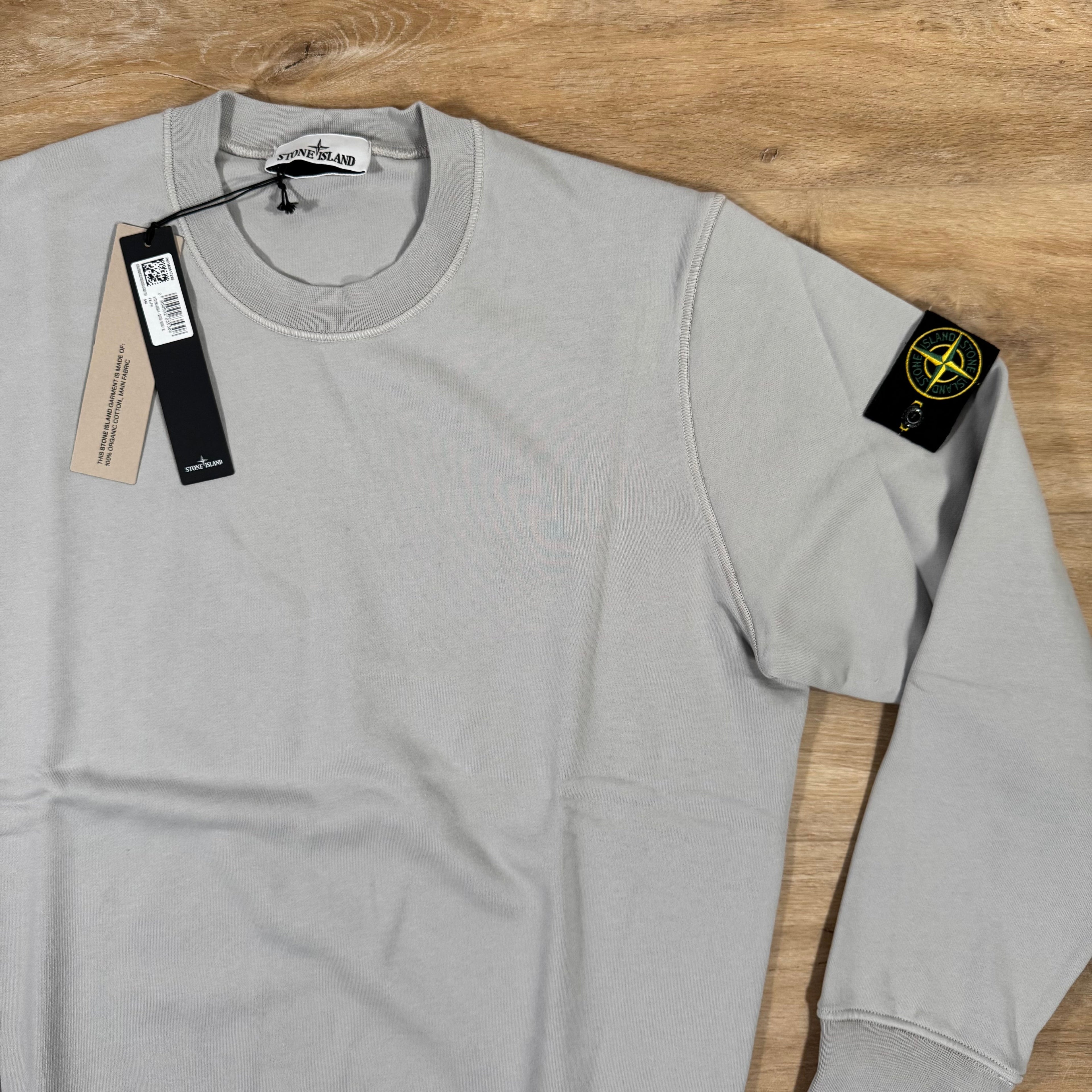 Stone Island Organic Cotton Fleece Sweatshirt in Pearl Grey Ironleague