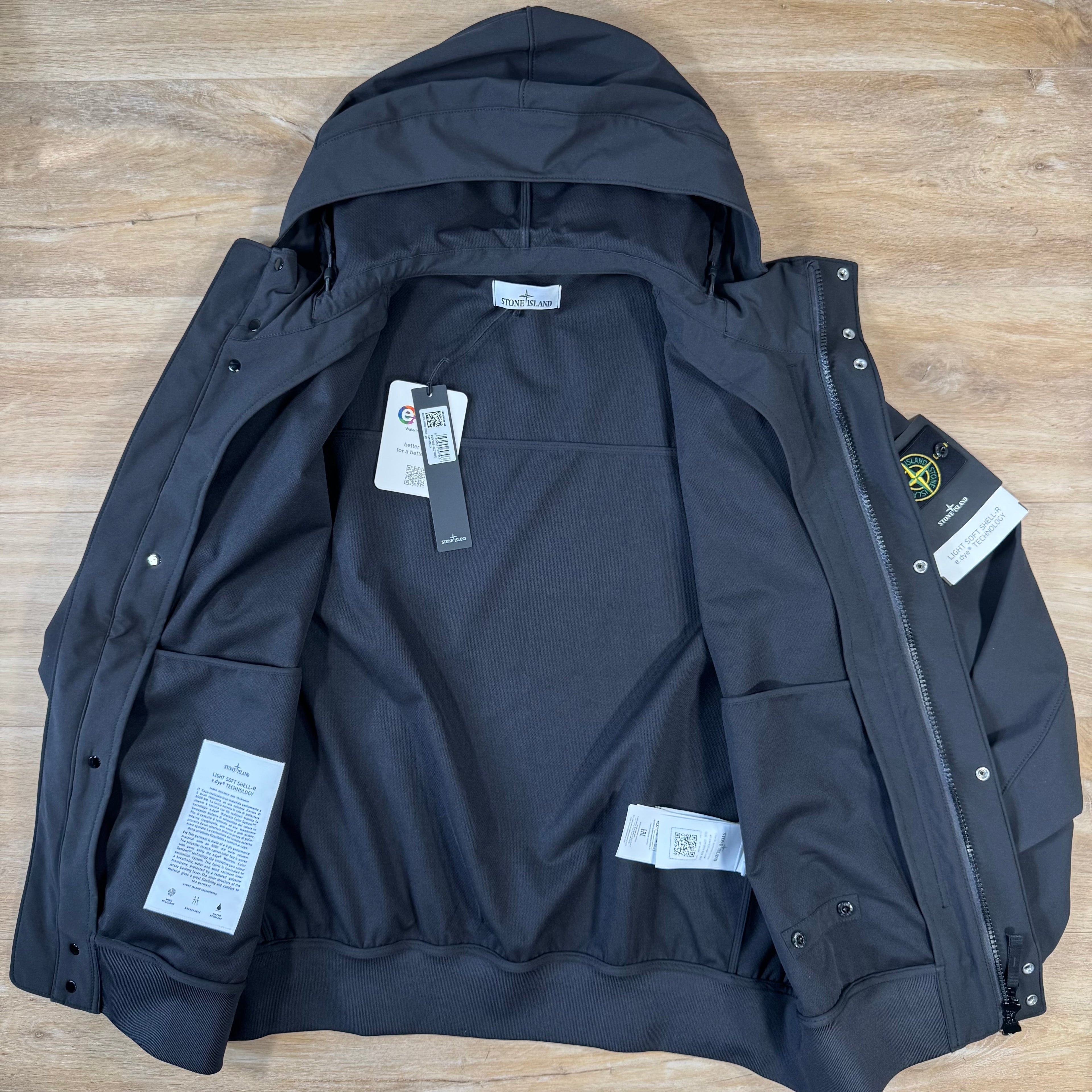 Stone Island Light Soft Shell-R Jacket in Black Ironleague